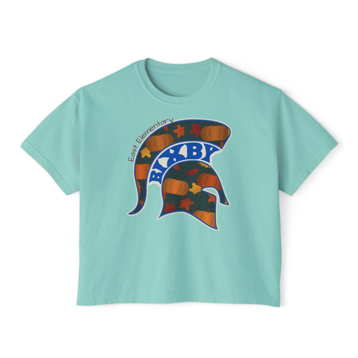 Bixby Spartans East Elementary Pumpkin Patch Helmet Women's Boxy Tee – Fall Mom Shirt