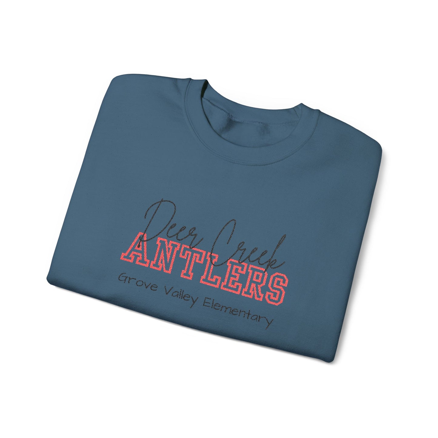 Personalized Embroidered Deer Creek Antlers Crewneck Sweatshirt