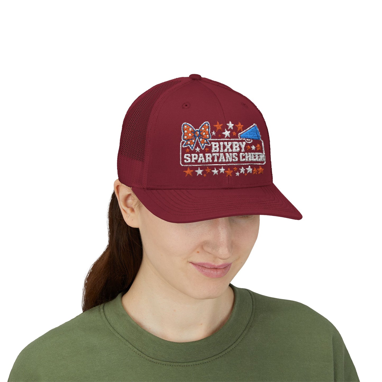 Bixby Spartans Cheer Embroidered Trucker Snapback