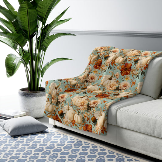 Autumn Floral Sherpa Blanket