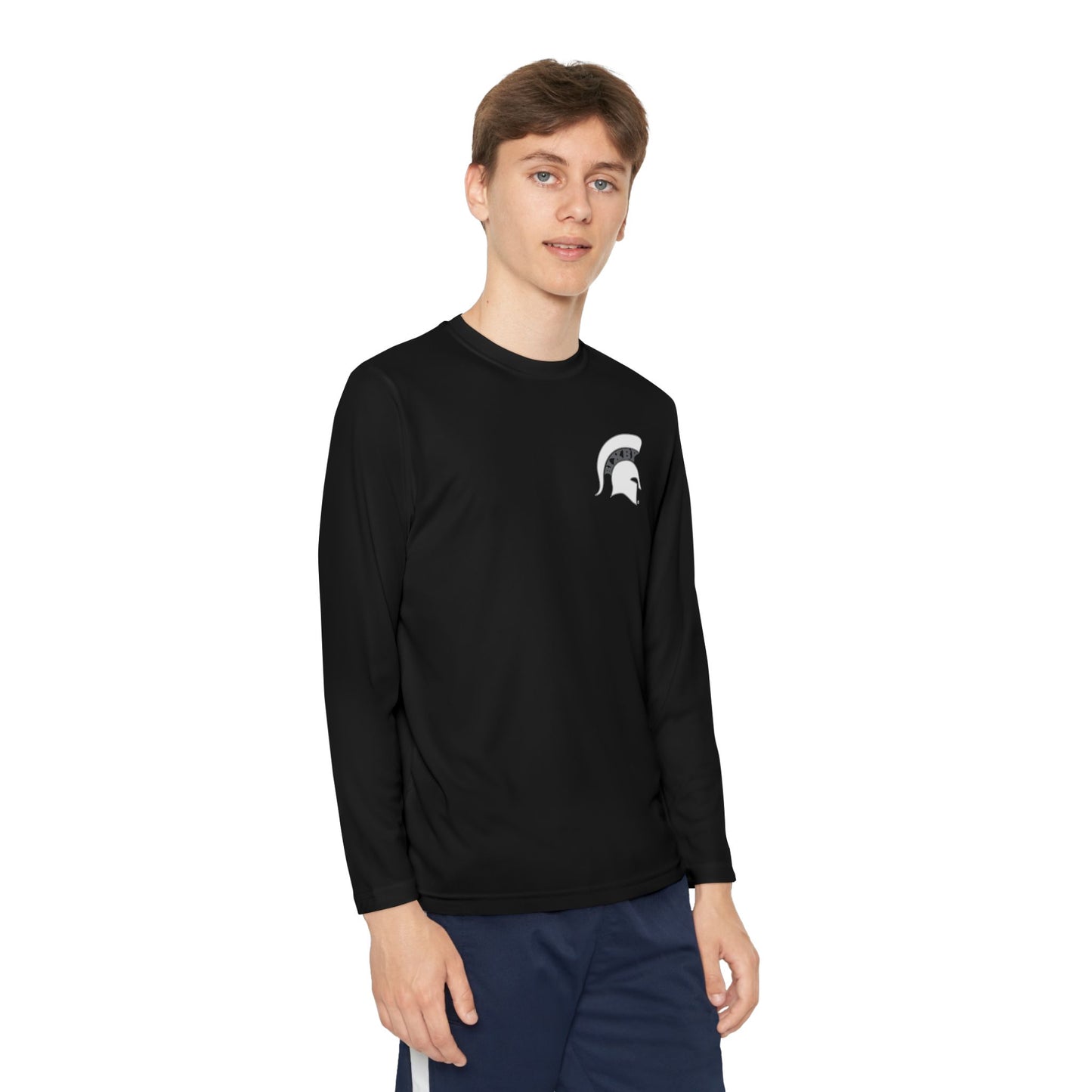 Spartan White Logo Youth Long Sleeve Sport-Tek Tee