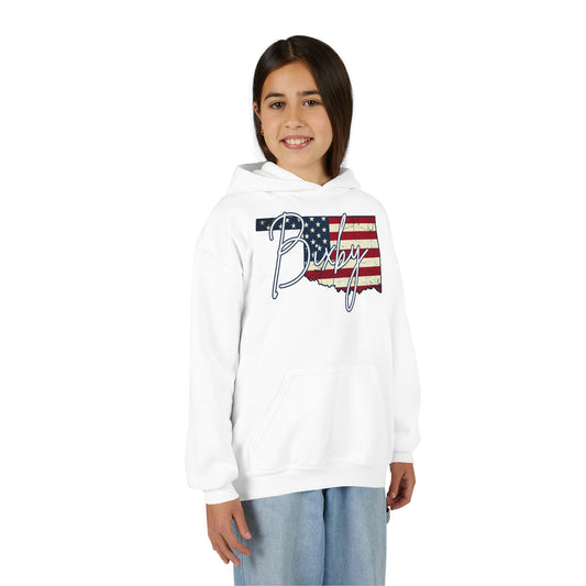 Oklahoma Flag Bixby Script Youth Hoodie