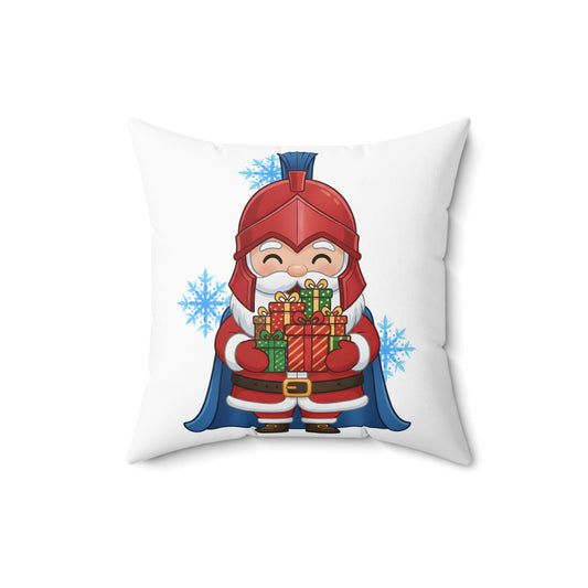 Spartan Santa White Christmas Pillow