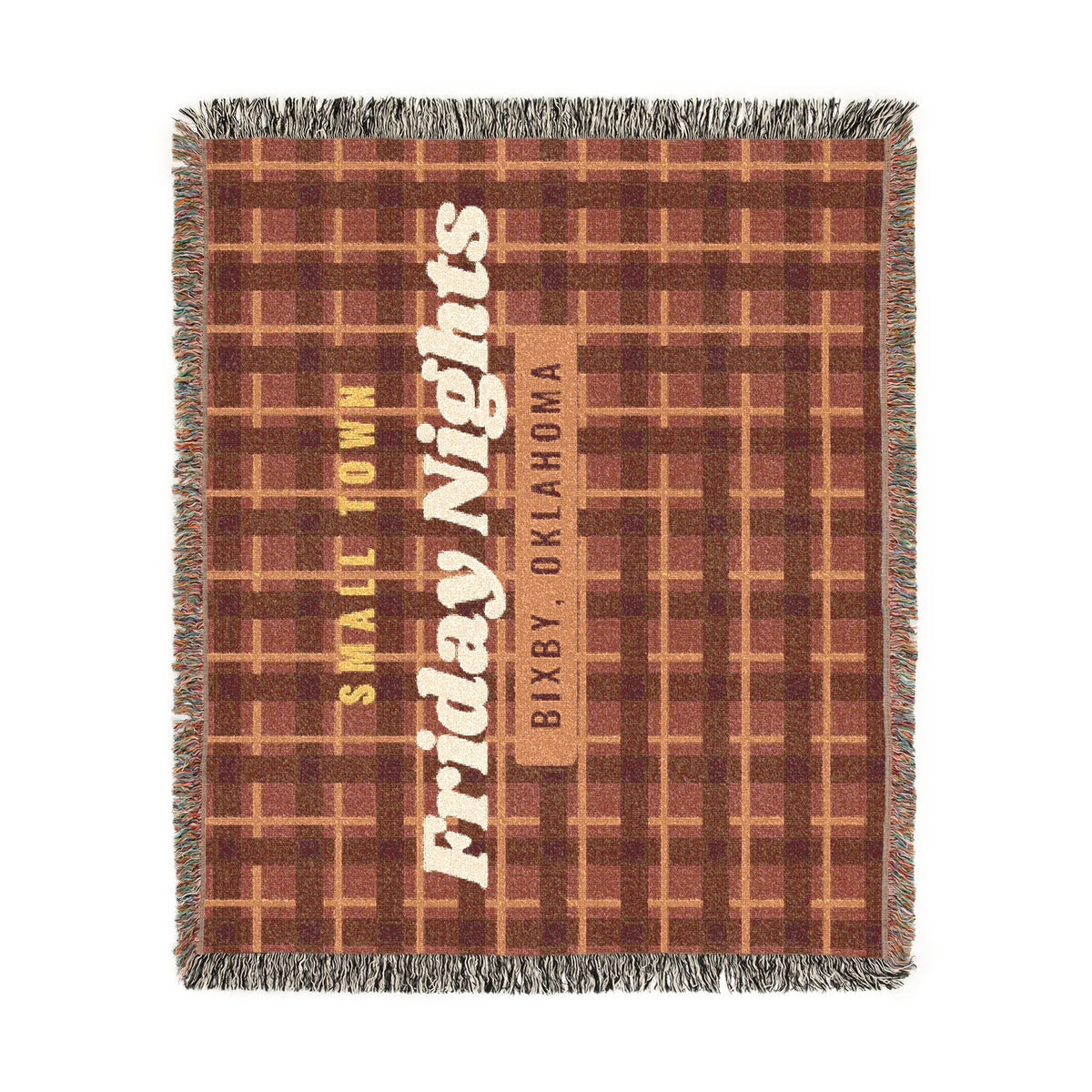 Small Town Friday Nights Plaid Woven Throw Blanket