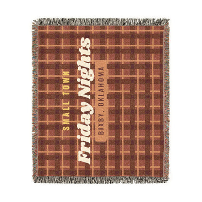 Small Town Friday Nights Plaid Woven Throw Blanket