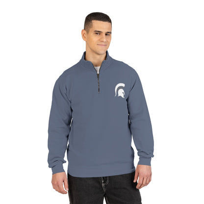 Bixby Spartans White Helmet Quarter-Zip Pullover Comfort Colors Tee
