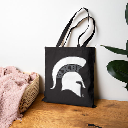 Spartan White Logo Canvas Tote Bag