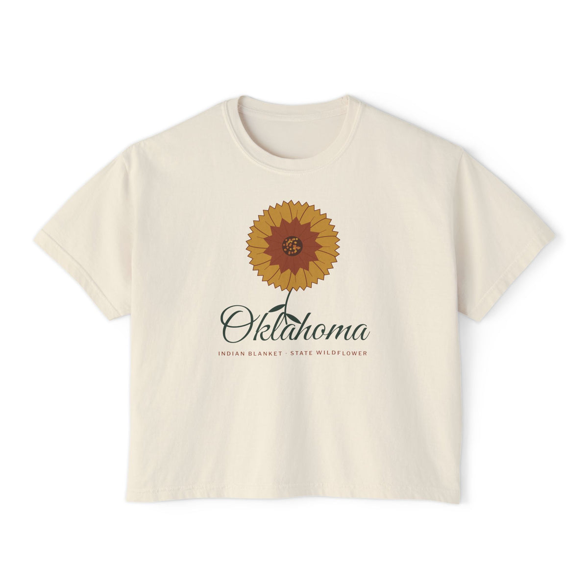 Indian Blanket Garden Script Oklahoma Boxy Comfort Colors Tee