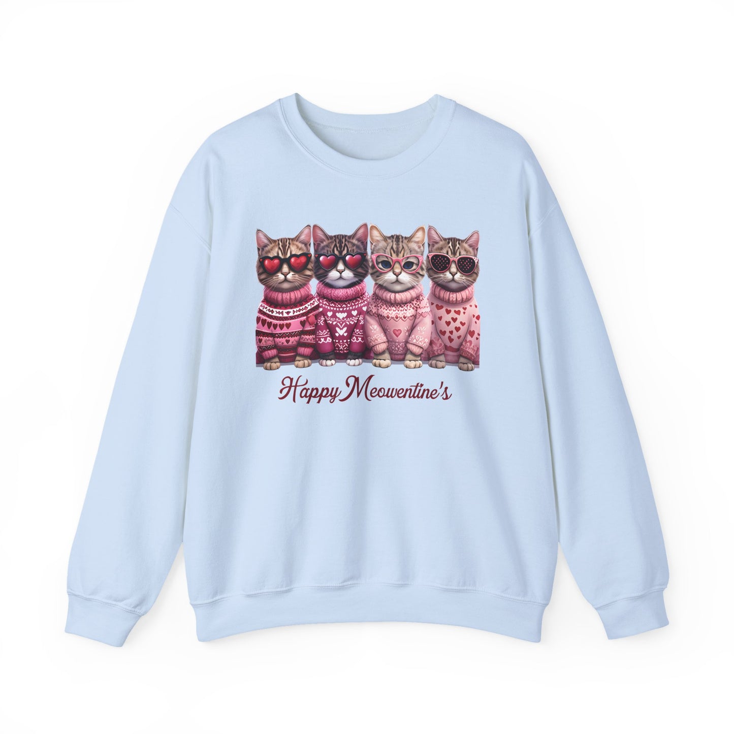 Happy Meowentine's Kittens Crewneck Sweatshirt | Valentine Cat Sweater