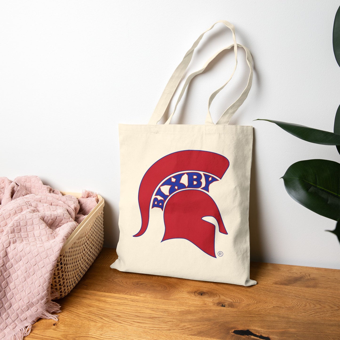 Spartan Red Logo Cotton Canvas Tote Bag