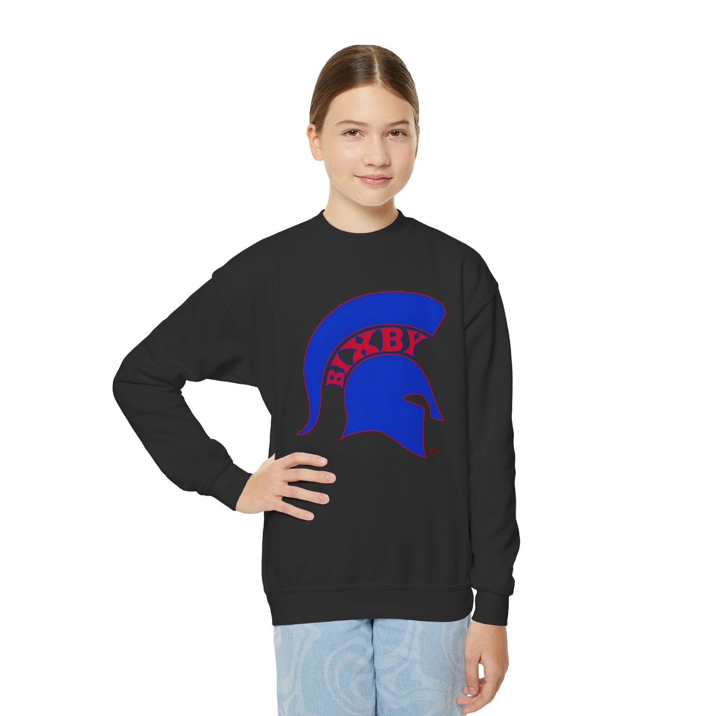 Spartan Blue Logo Youth Gildan Sweatshirt