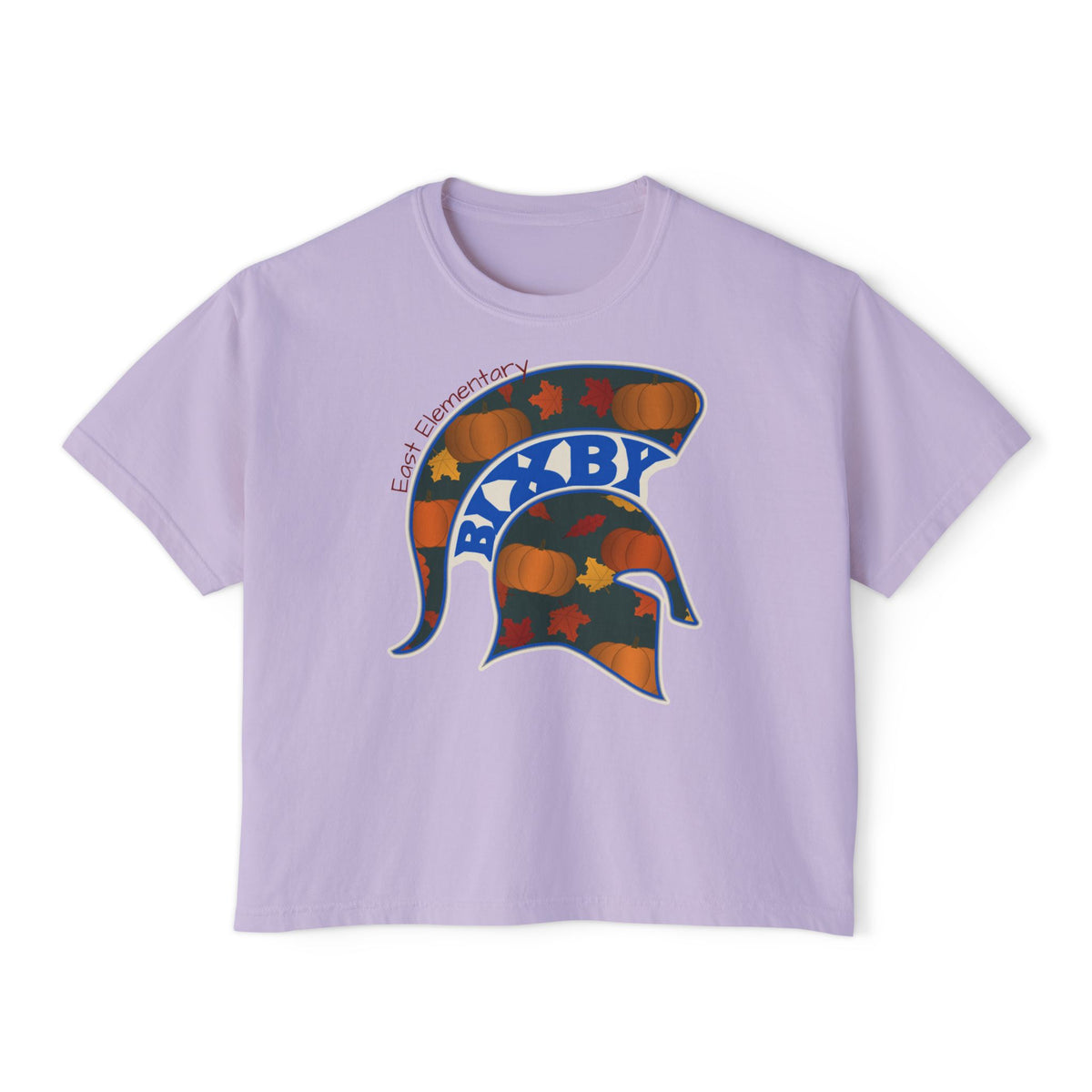 Bixby Spartans East Elementary Pumpkin Patch Helmet Women's Boxy Tee – Fall Mom Shirt