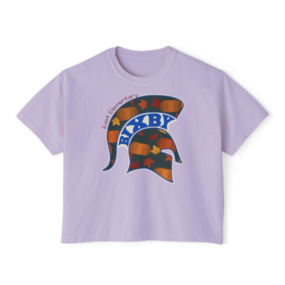 Bixby Spartans East Elementary Pumpkin Patch Helmet Women's Boxy Tee – Fall Mom Shirt