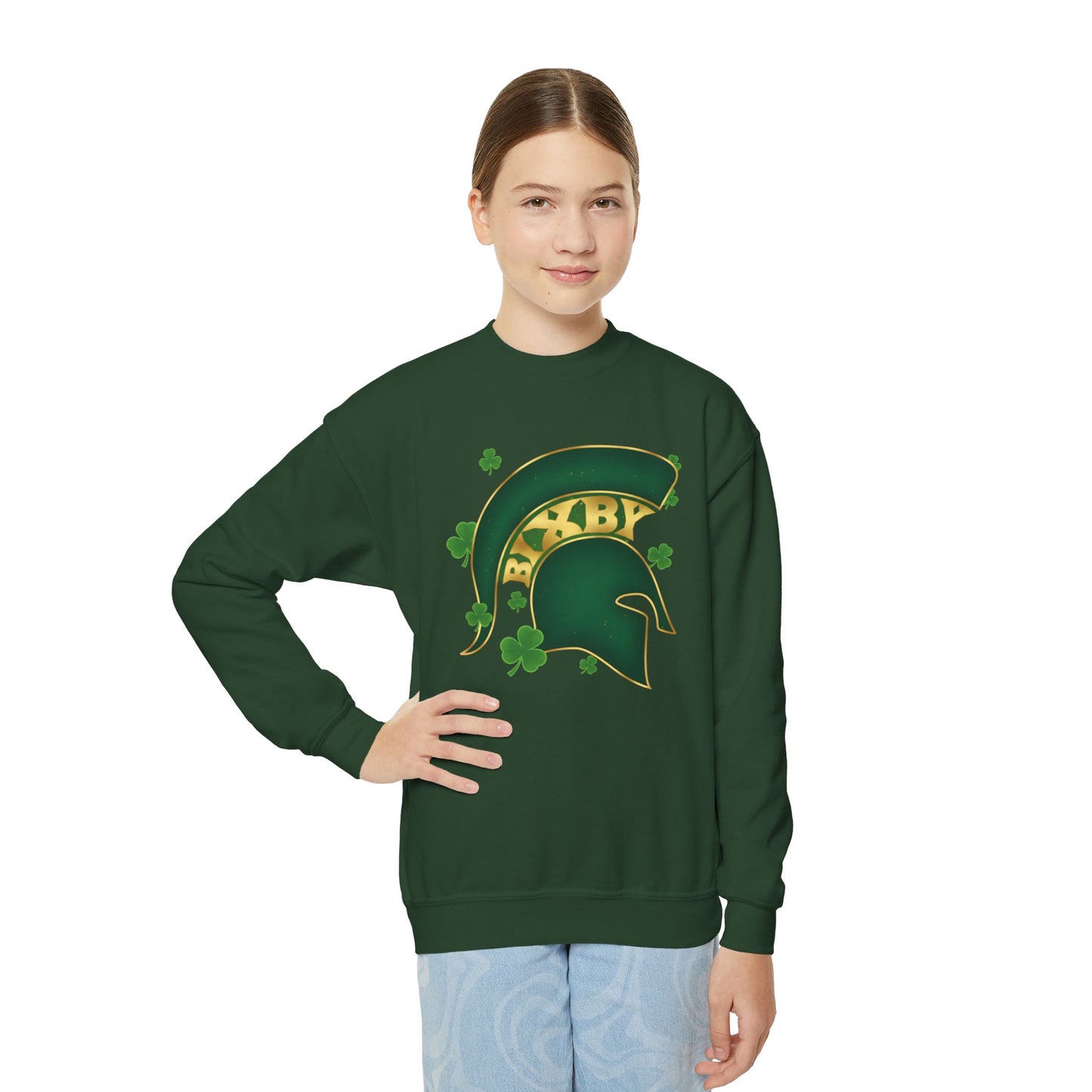 St. Patty's Good Luck Spartan Helmet Youth Sweatshirt