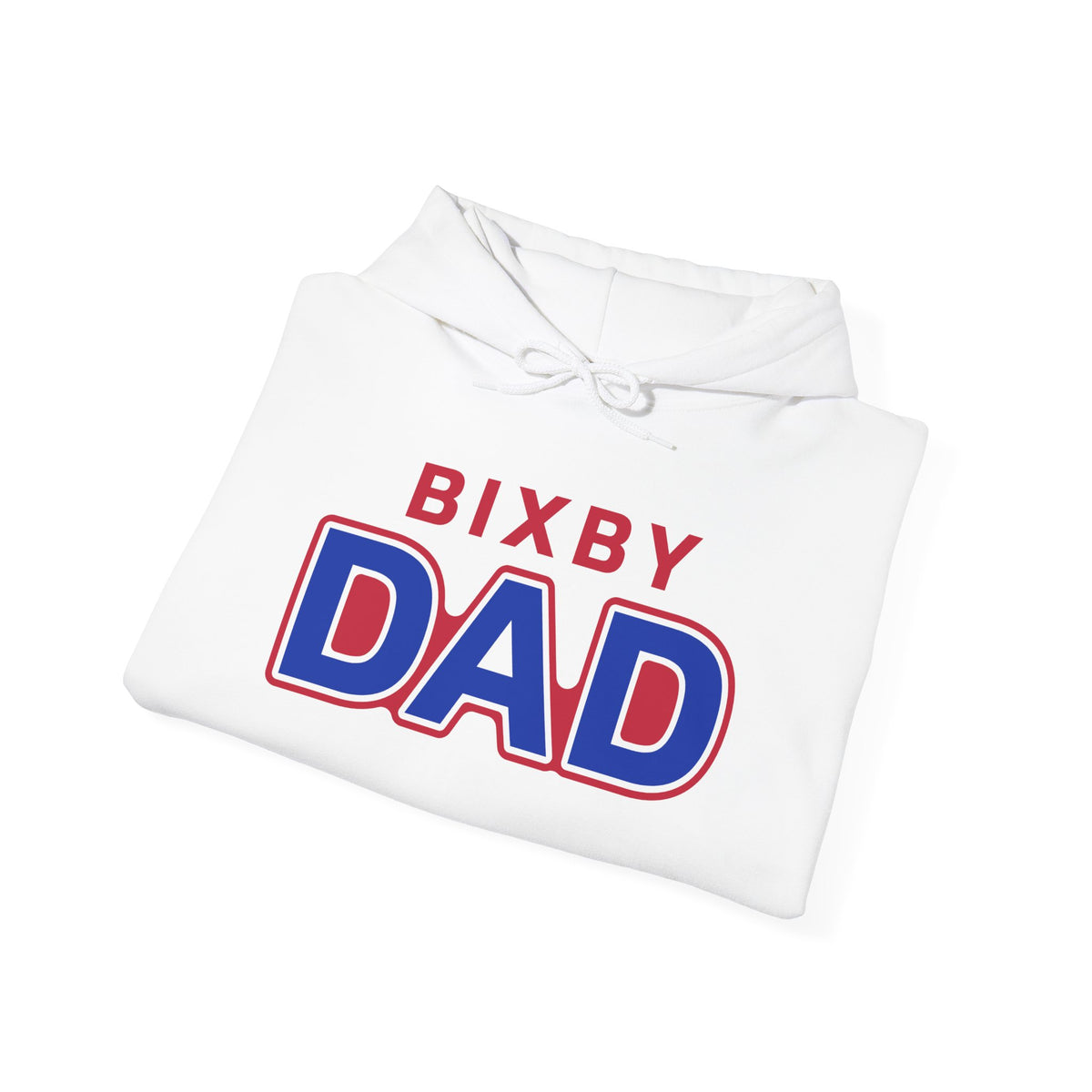 Bixby Dad Hoodie Large Print Retro Red & Blue Dad Pullover