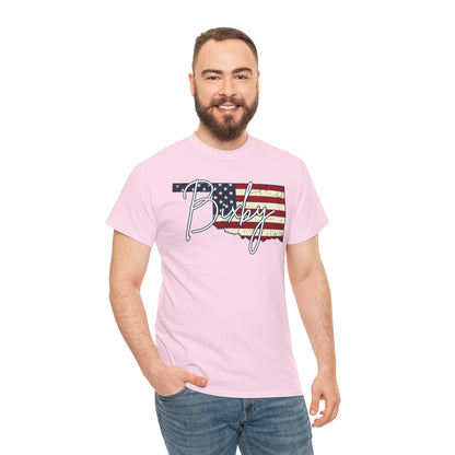 Oklahoma Flag Bixby Script Gildan Tee