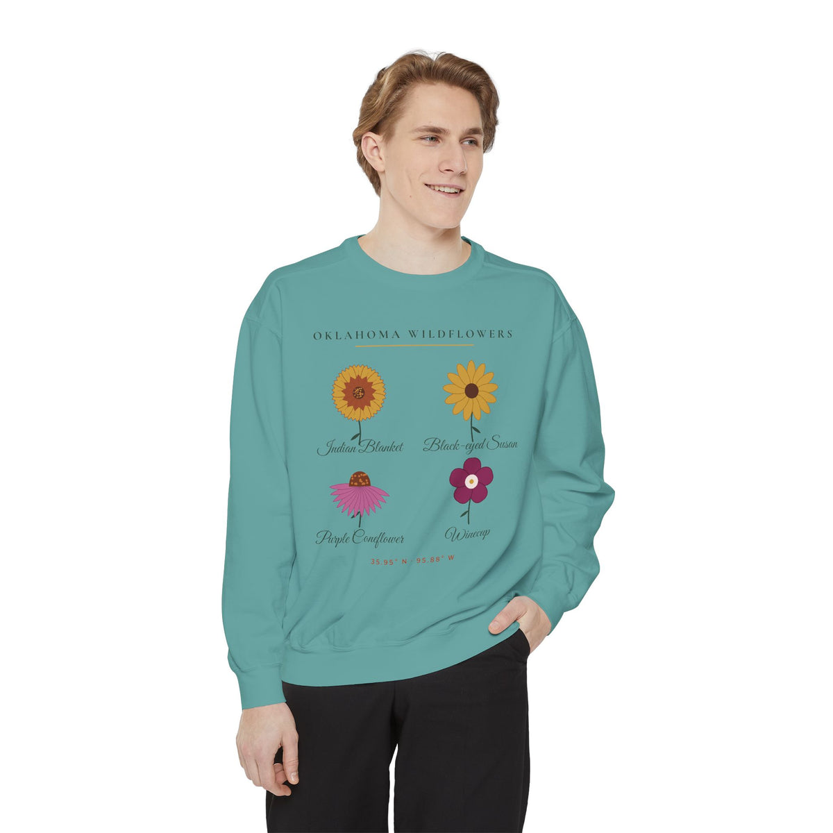 Oklahoma Wildflower Field Guide Crewneck Sweatshirt | Comfort Colors