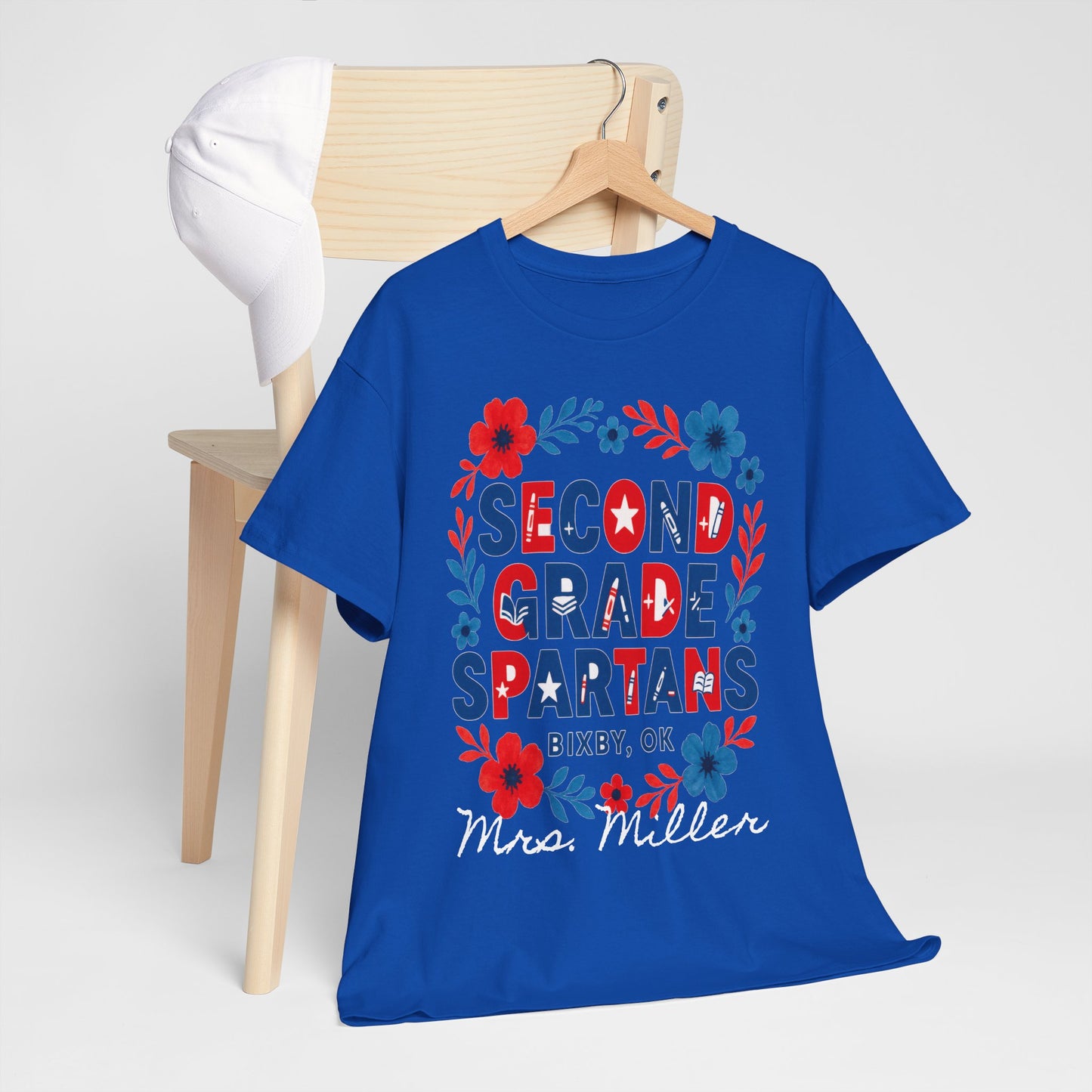 Floral Second Grade Spartan Gildan Tee