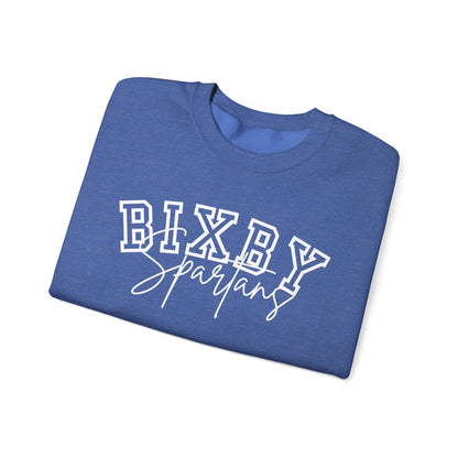 Bixby Spartans White Print Gildan Sweatshirt