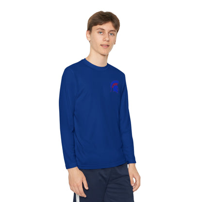 Spartan Blue Logo Youth Long Sleeve Sport-Tek Tee