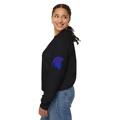 Bixby Spartans Bold Letter With Sleeve Blue Logo Sweatshirt