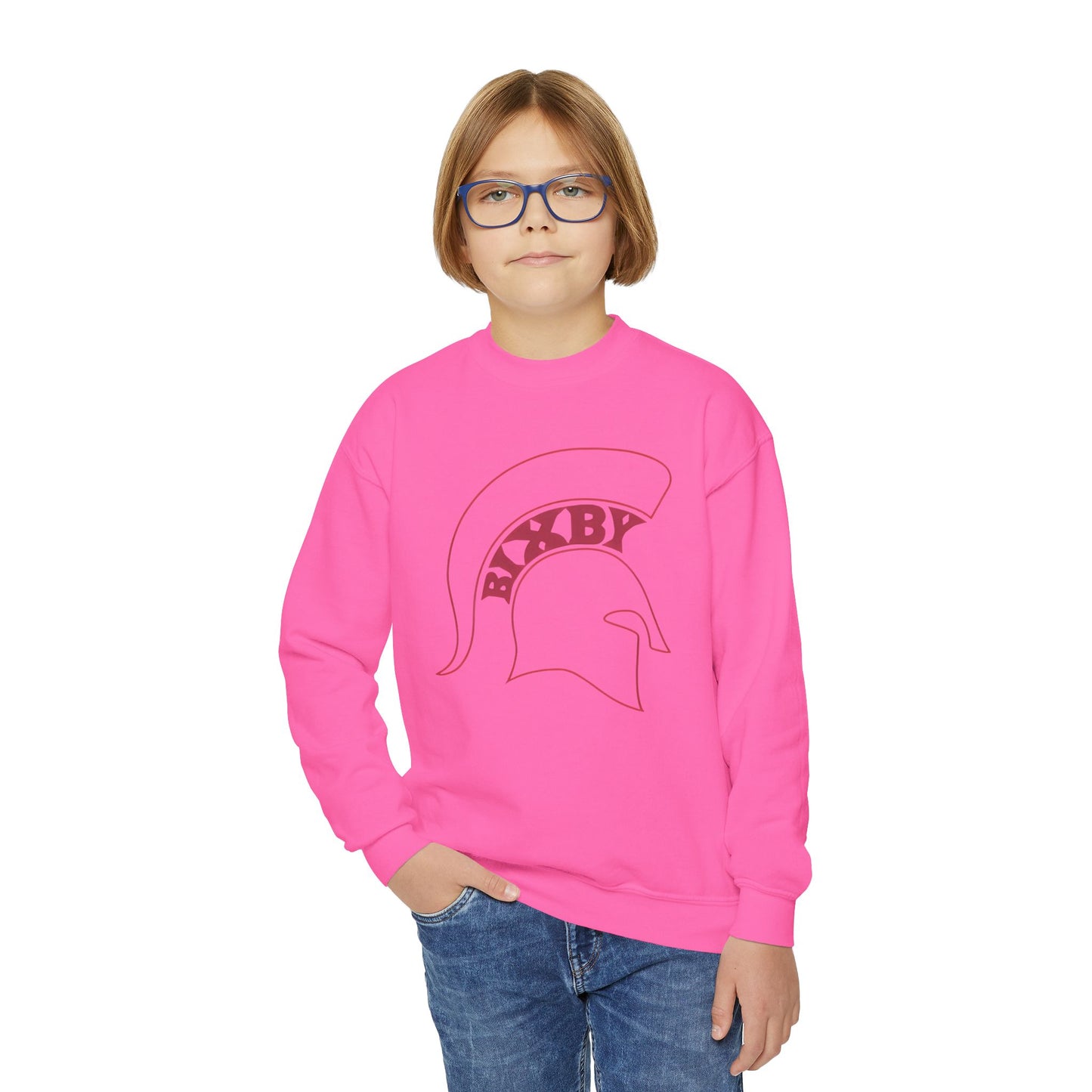 Youth Bixby Spartan Helmet Gildan Sweatshirt