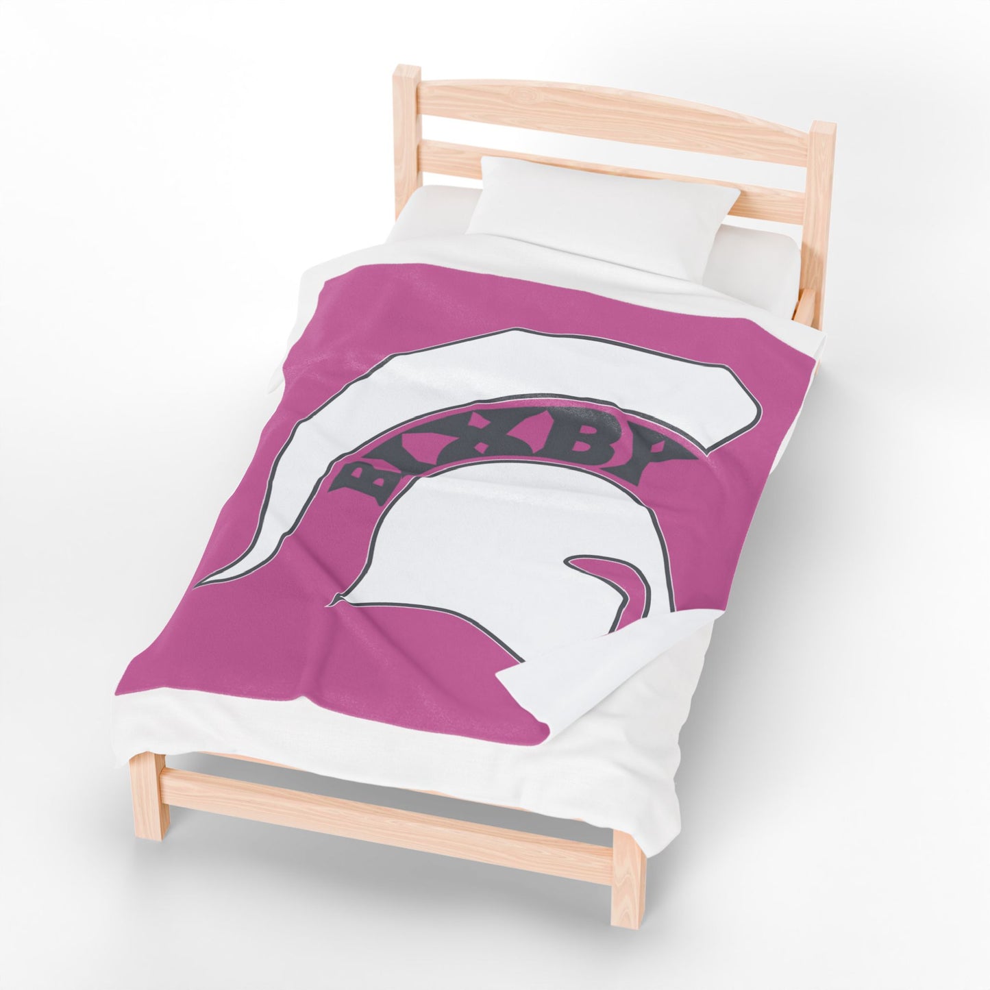 Spartan White Logo Velveteen Plush Pink Blanket