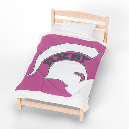 Spartan White Logo Velveteen Plush Pink Blanket