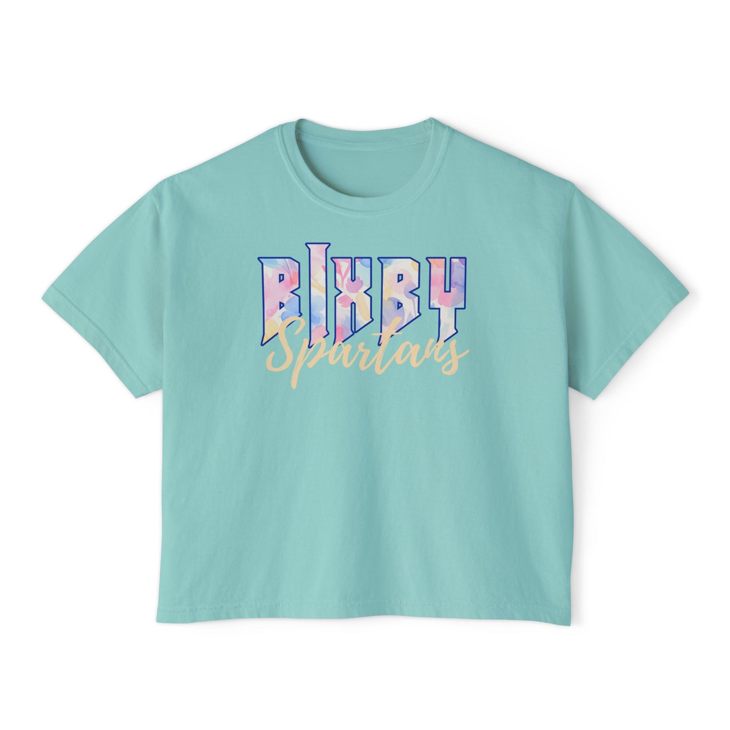 Bixby Spartans Comfort Colors Retro Floral Boxy Tee