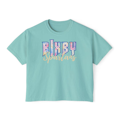 Bixby Spartans Comfort Colors Retro Floral Boxy Tee