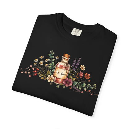 Apothecary Bottle Floral T-Shirt — Vintage Herbal Garden Tee