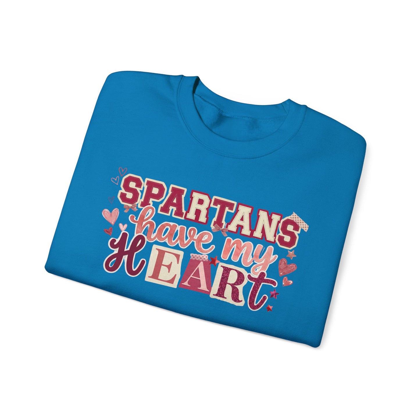 Spartans Have My Heart Crewneck Sweatshirt with Sleeve Bow