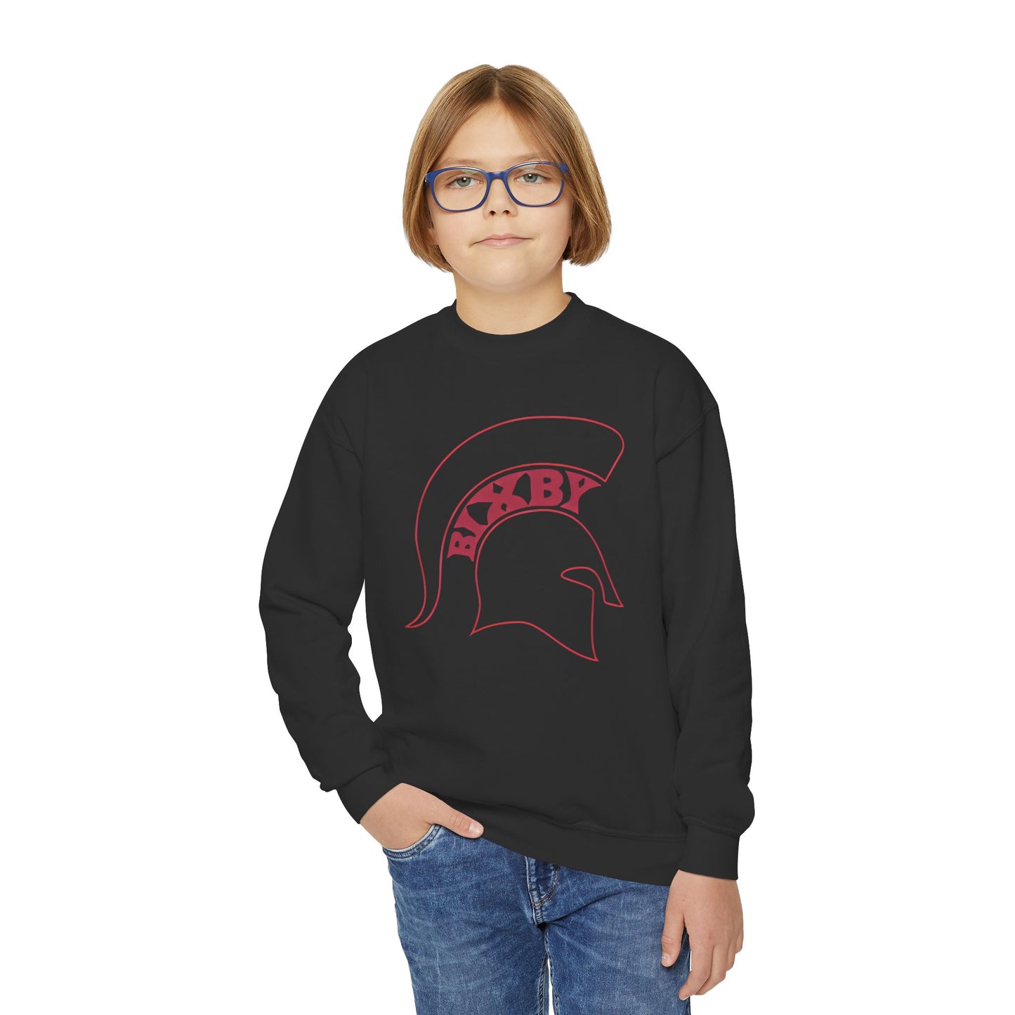 Youth Bixby Spartan Helmet Gildan Sweatshirt