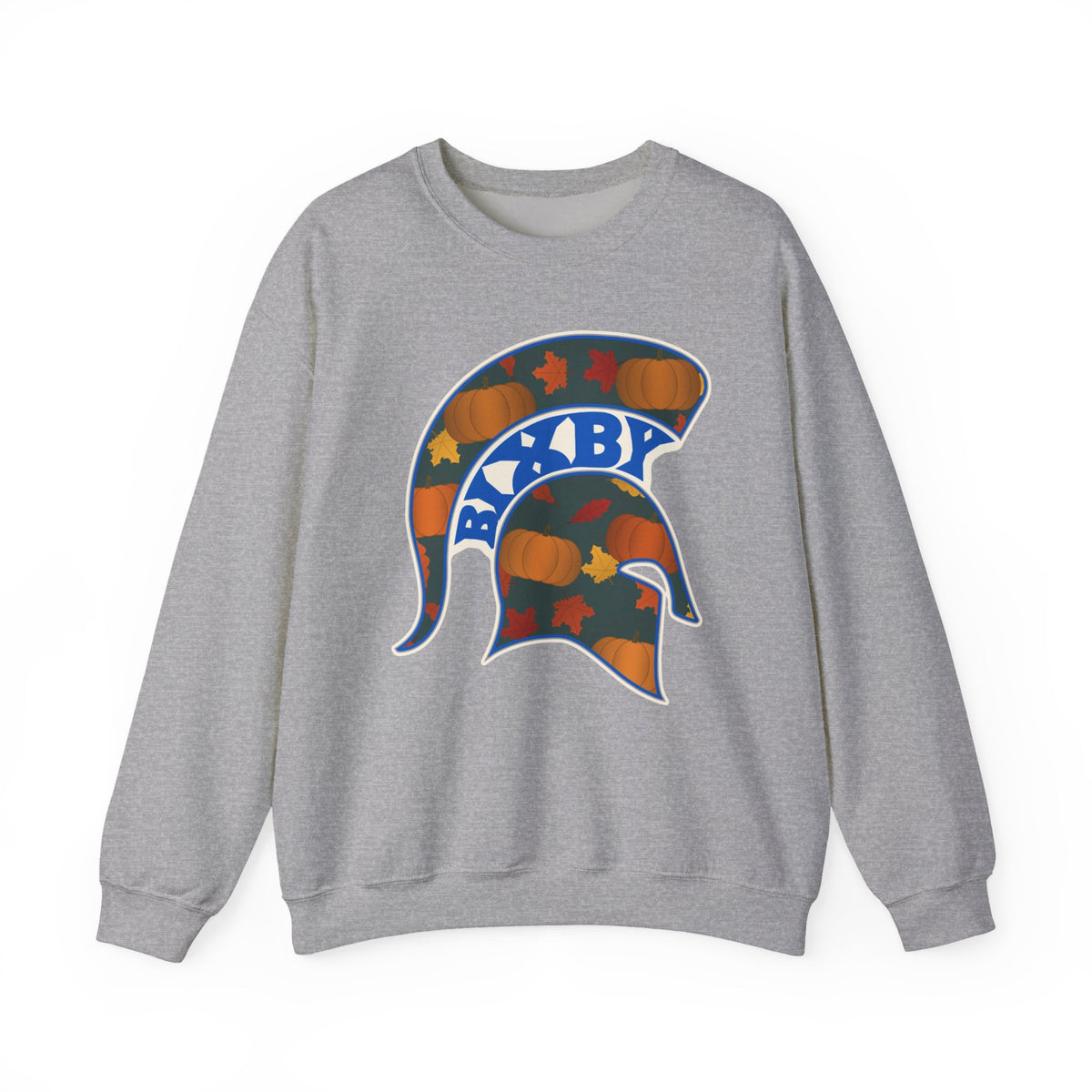 Bixby Spartans Pumpkin Patch Helmet Sweatshirt – Fall Game Day Crewneck