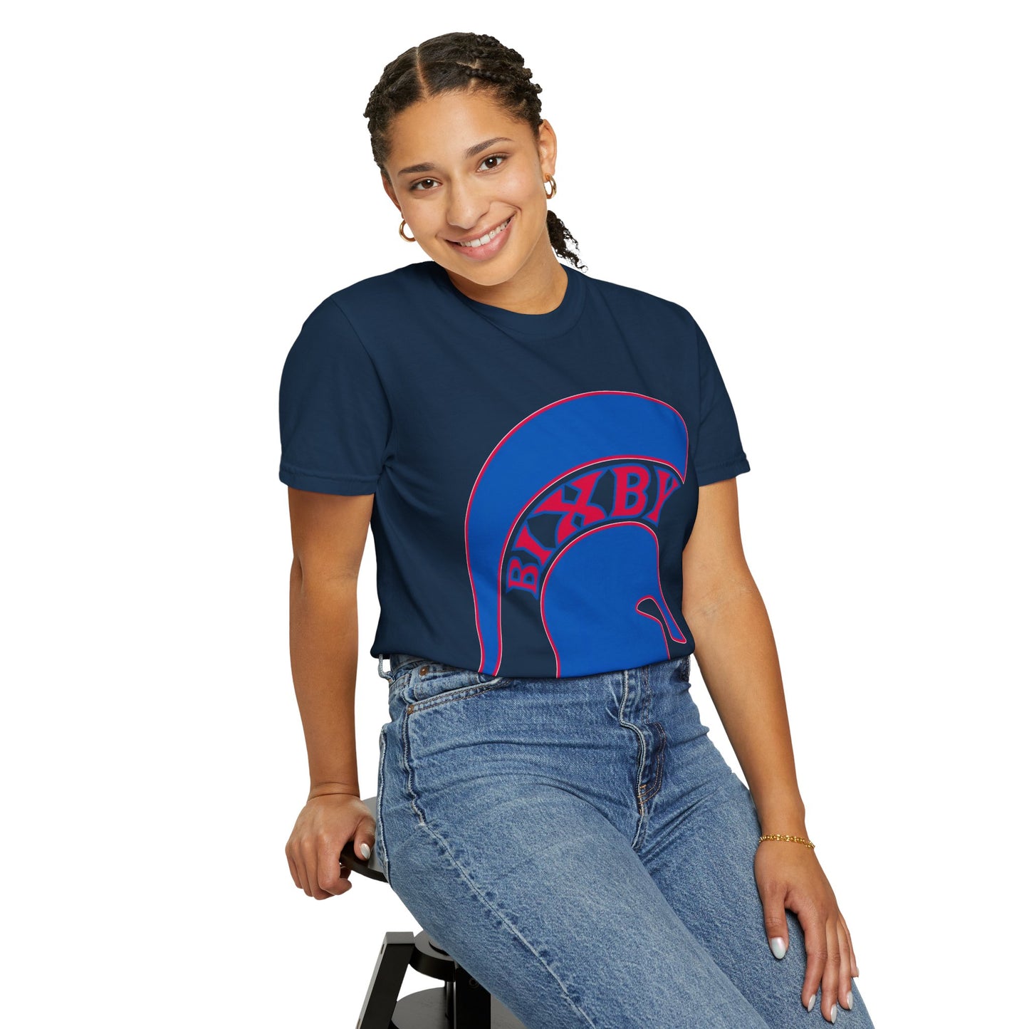 Bixby Spartan Blue Logo Comfort Colors Tee
