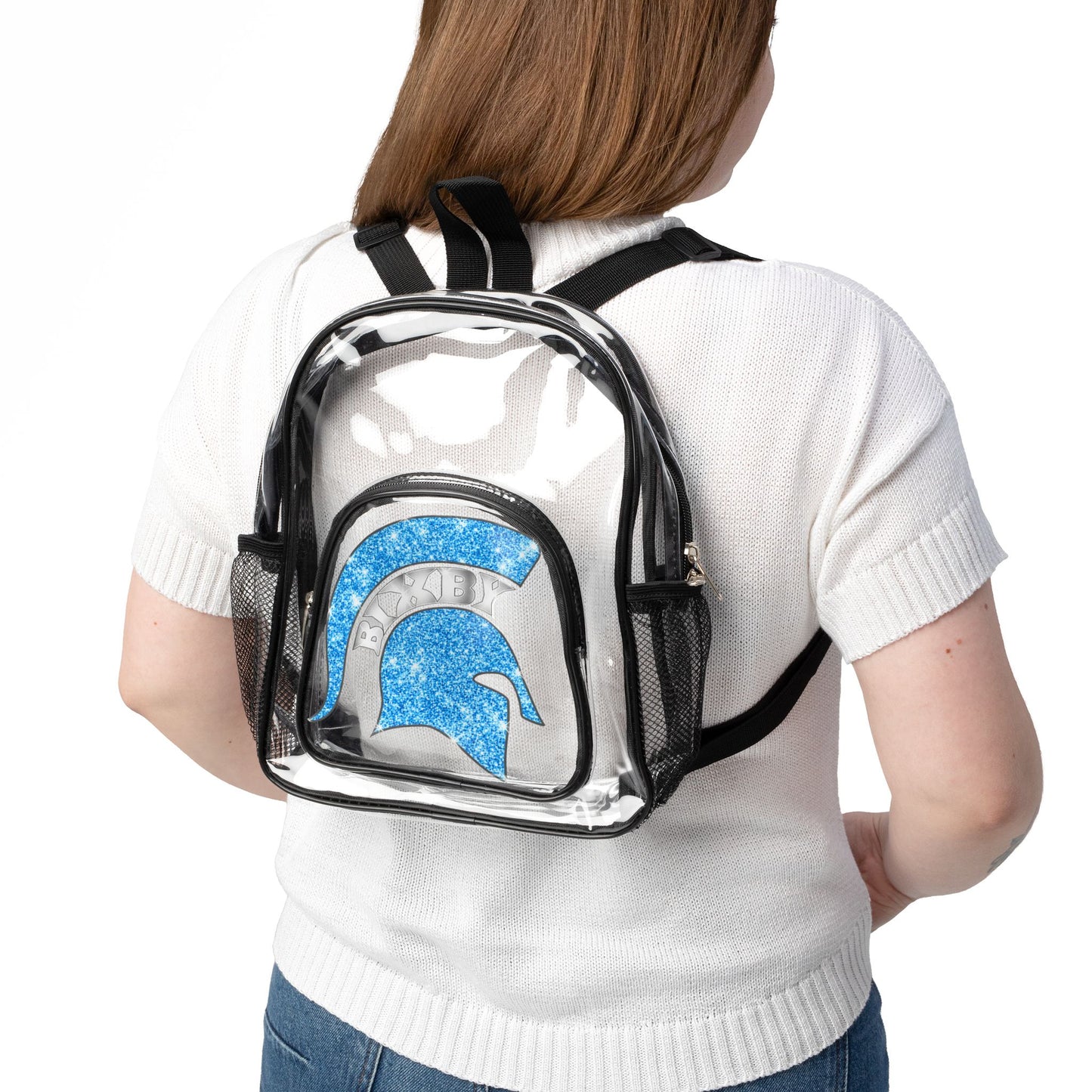 Spartan Blue Bling Logo Clear Event Backpack