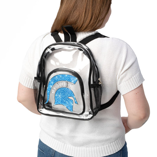 Spartan Blue Bling Logo Clear Event Backpack