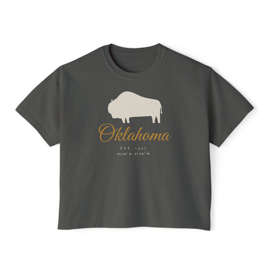 Oklahoma Bison Boxy Comfort Colors Tee in Pepper