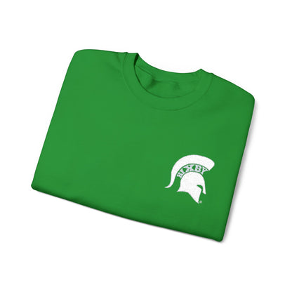 Embroidered White Spartan Helmet Gildan Sweatshirt