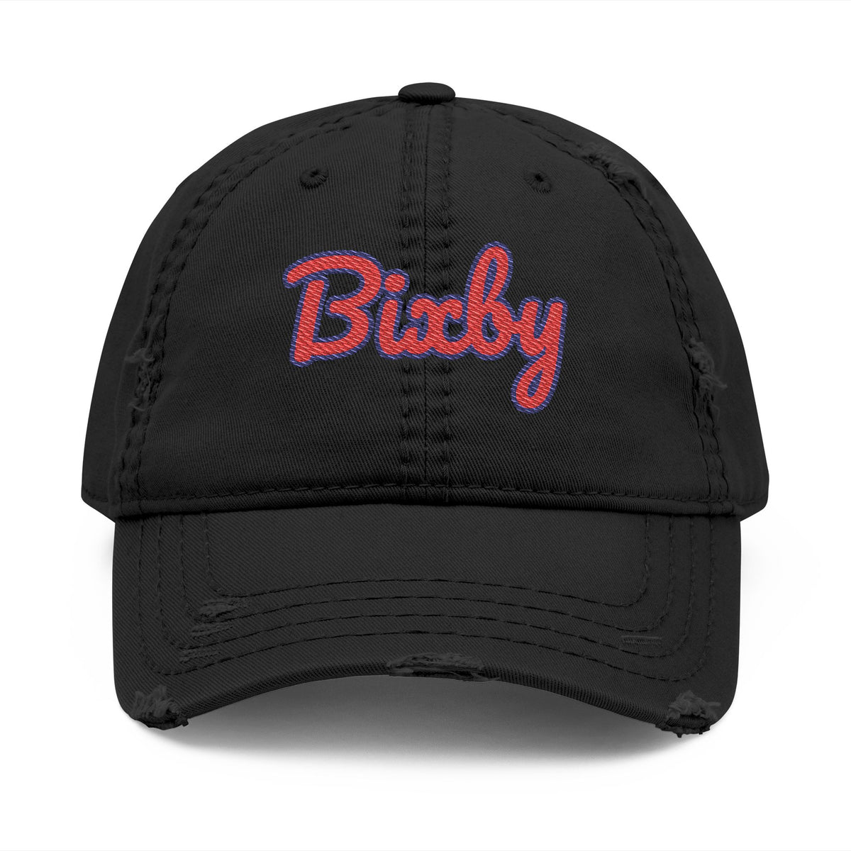 Bixby Spartans Distressed Dad Hat, Embroidered Red Script Bixby