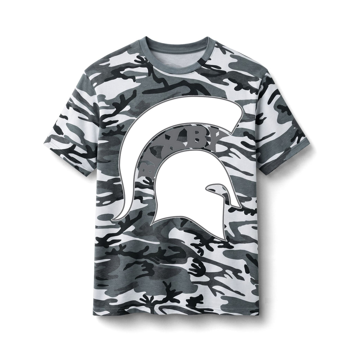 Bixby Spartans Camo Spartan Helmet - Military Style Cotton T‑ Tee