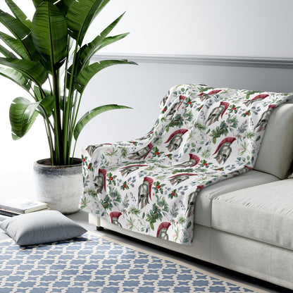 Spartan Christmas Floral Sherpa Fleece Blanket