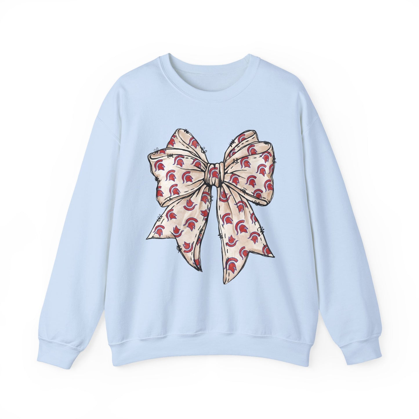 Spartan Helmet Pattered Bow Gildan Sweatshirt