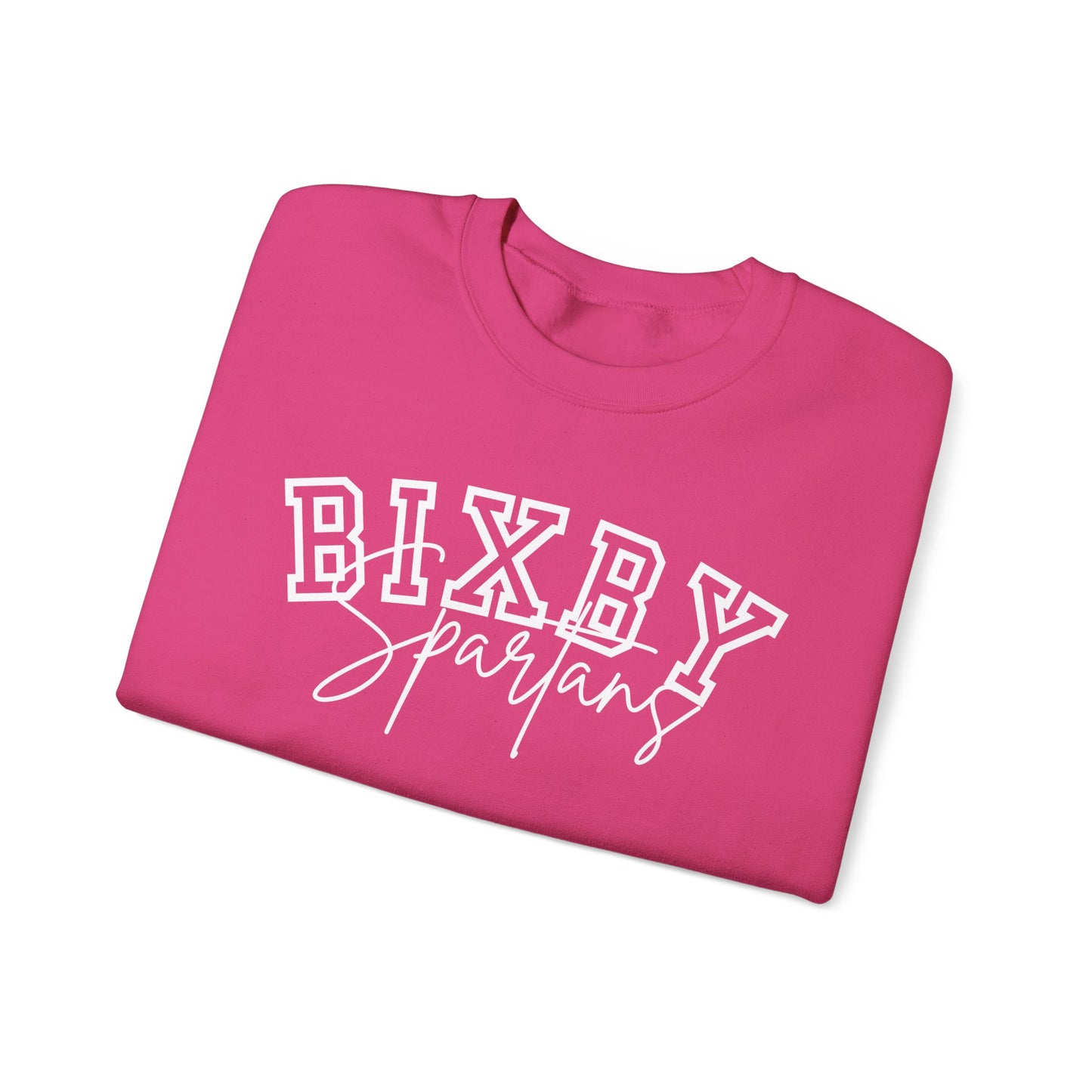 Bixby Spartans White Print Gildan Sweatshirt