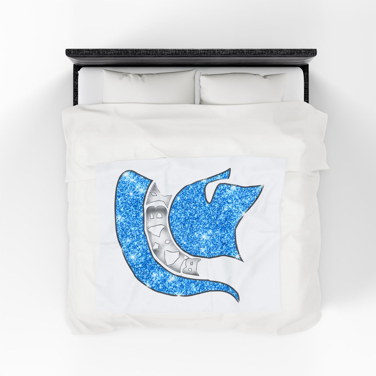 Spartan Blue Bling Logo Velveteen Plush Blanket