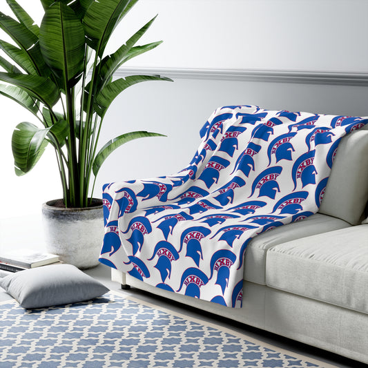 Bixby Blue Patterned Logo Comfy Sherpa Fleece Blanket