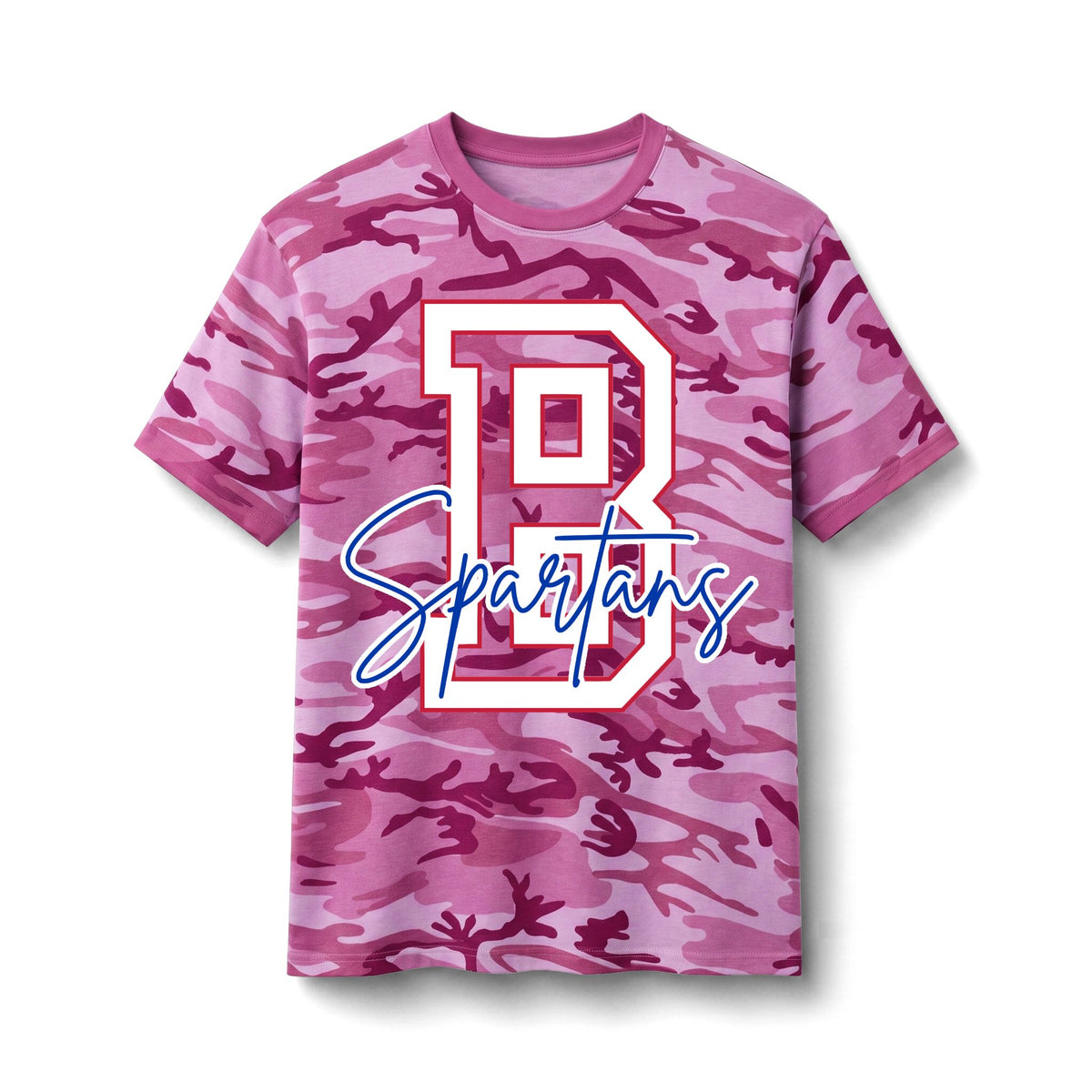 Bixby Spartans Camo Spartans - Letter B Graphic Cotton Tee