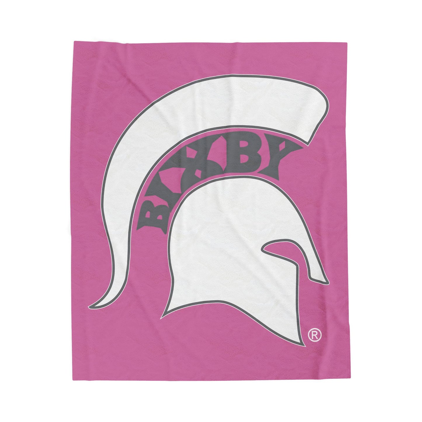 Spartan White Logo Velveteen Plush Pink Blanket