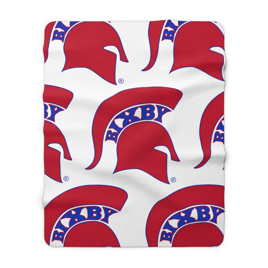 Spartan Red Large Pattern Logo Comfy Sherpa Fleece Blanket