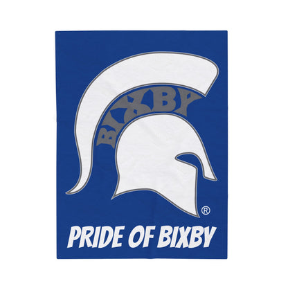 Spartan White Logo Velveteen Plush Blanket